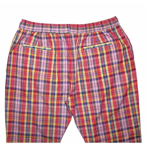 Mens Pants Joggers Multicolor Plaid Check Drawstring Loose Casual Beach Large - Picture 5 of 6